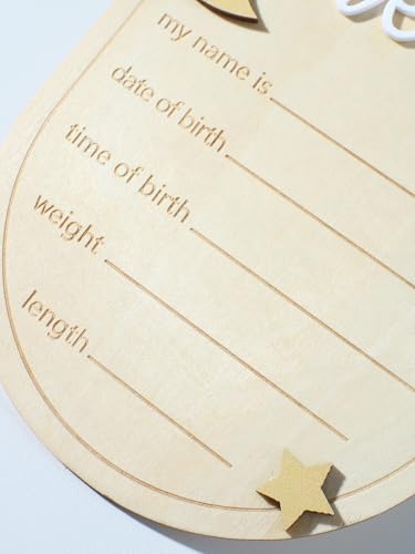 Image of Ylsteed Baby Announcement Signs Baby Name Sign Wooden Hello World Newborn Sign Baby Birth Announcement Sign Newborn Photography Props Baby Shower Hospital Nursery for Boy and Girl
