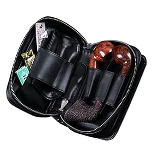 Pipe Pouch Bag Travel Genuine Leather Tobacco Pipe Bags Smoking Stash Case Tobacco Pipe Accessories Pouch for 3 Tobacco Pipe and Other Accessories