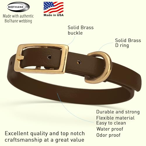 Image of Viper Biothane Heavy Duty Waterproof Dog Collar Strong Coated Nylon Webbing w /Solid Brass Hardware Odor-Proof Easy to Clean High Performance Fits Small Medium or Large Dogs, Dark Chocolate Brown
