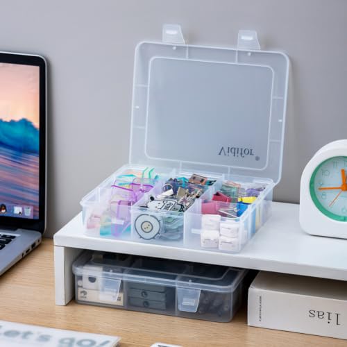 Image of Vidifor 9 Grids 2 Pack Plastic Storage Compartment Organizer Container with Adjustable Dividers for Crafts, Earrings, Screws, Nail, Pins and More (2)