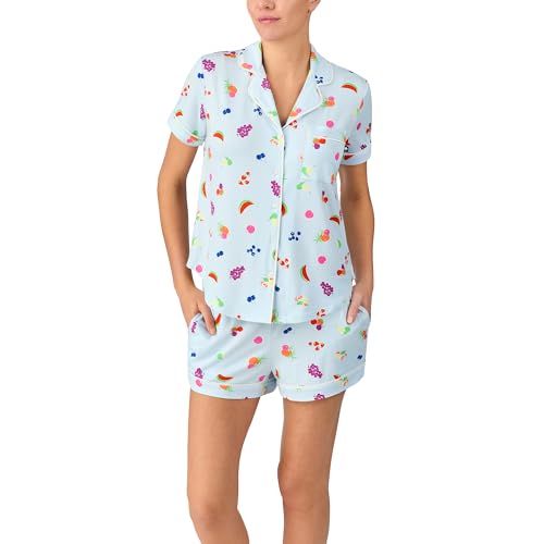 Image of kate spade new york Short Sleeve Brushed Jersey Notch Boxer Pajama Set