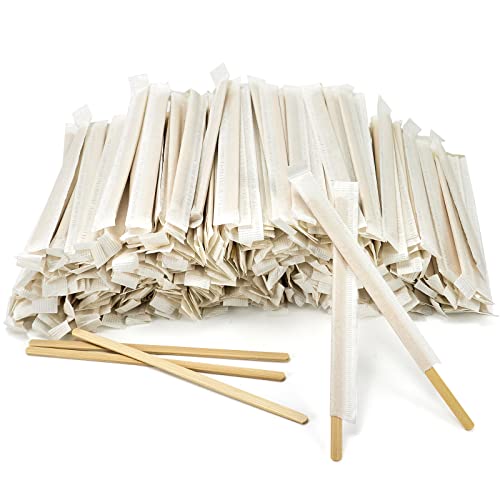 500Pcs Bamboo Coffee Stirrers Individually Wrapped 5.5Coffee Stir Sticks