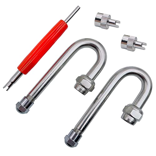 VOTNMIC Dually Valve Stem Extenders,2Pieces 180 Degree Heavey Duty Universal Metal Valve Stem Extensions for for Truck Tires, RV Tires, Motorhome, Coach, Pickup, Motorcycle, Bike, Trailers