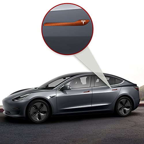 Image of IPG Compatible for Model 3 / Model Y /Juniper Door Handle Decal Sticker Wrap Kit (Set of 4) with Tesla Logo Personalize Your Tesla (Bronze)