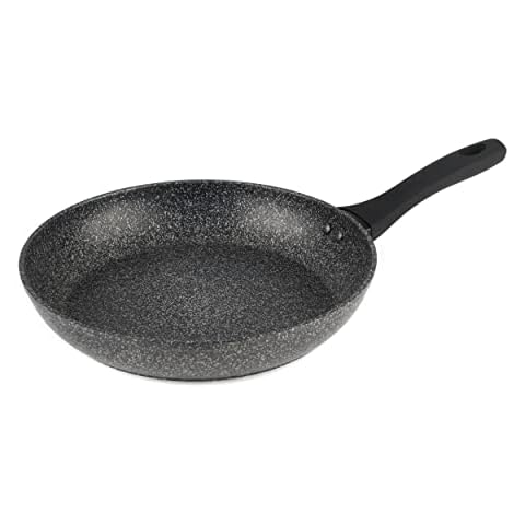 Salter BW05747S Megastone Collection Non-Stick Forged Aluminium Frying Pan, 28 cm, Corrosion-Resistant, Soft-Touch Handle, Suitable for All Hob Types and Metal Utensil Safe, PFOA Free, Silver Cover