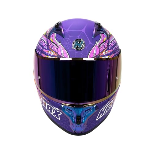 HAX Obsidian Pro Full Face Dual Visor Adult Motorcycle Helmet for Motorbike Street Bike with Pinlock Ready DOT Approved Slyer Purple L