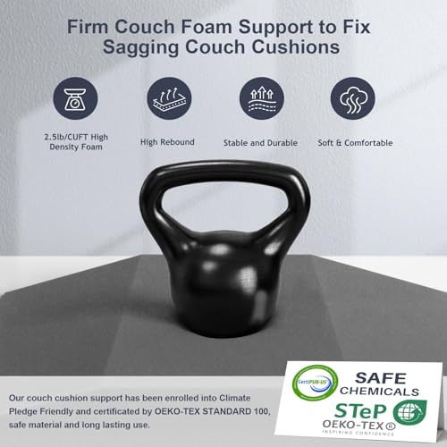 Image of Couch Cushion Support for Sagging Seat - 22 inch x 22 inch High-Density Trapezoid 35D Foam Sofa Cushion Supports, Couch Supporter for Under The Cushions, Grey Set of 2