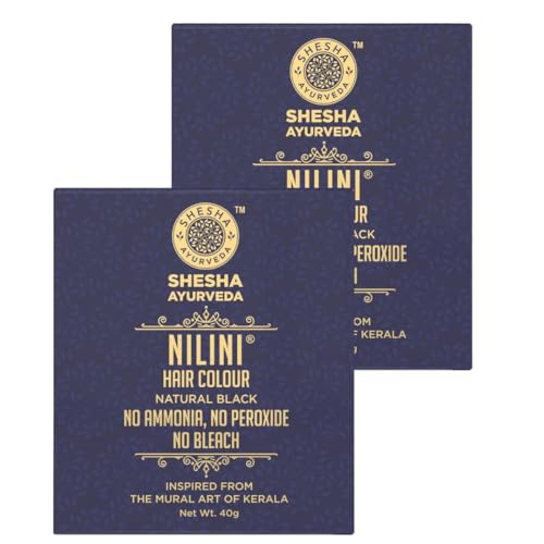 SHESHA AYURVEDA Combo Of Ayurveda Nilini Hair Colour – 100% Ayurvedic, No Ammonia, No Bleach,No Peroxides, Natural Black Colour – 40G Pack Of 2 (Black)