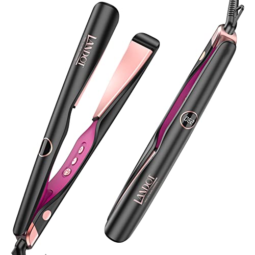 LANDOT Hair Straightener and Curler 2 in 1 – Flat Iron Curling Iron in One – Twist Curling Straightening Iron for Curl Wave Straighten Hair – 1 Inch Dual Voltage Auto Shut Off