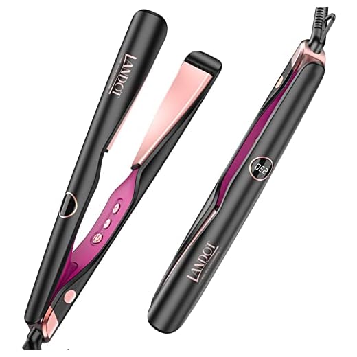 LANDOT Plancha de Pelo Alisador y Rizador 2 en 1: Planchas del Pelo Cerámica Flotantes para todos los Cabellos - 120℃-230℃ Temperatura Ajustable
