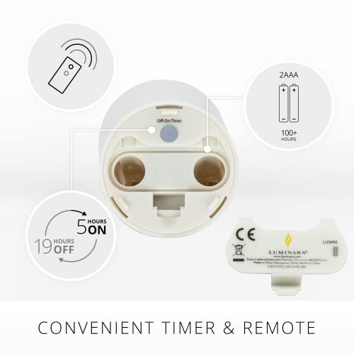Image of Luminara Outdoor Votive Flameless LED Candle, Pearl Ivory 2 inch x 3.2 inch, Moving Flame Battery Operated Timer Remote Ready IPX4 Matte Plastic Finish