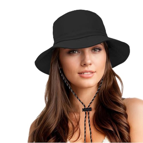 Durio Regenhut Damen Wasserdicht Sonnenhut Fischerhut Damen Herren Anglerhut Bucket Hat Faltbar Tragbar Outdoor Sommerhut Schwarz