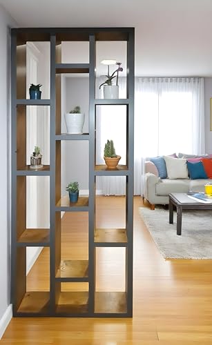 Image of Musa Kazim Carved Wood Room Divider & Partition Panel Decorative Room Separator with Open Shelf Divider for Living Room Kitchen & Office Brown (72x48 inch)