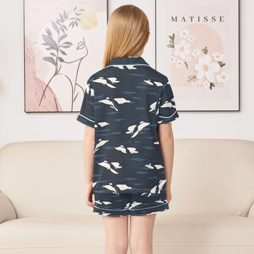 ALAZA Whale Ocean Wave Satin Pajamas Set Short Sleeve Button Down Sleepwear Summer Pjs 2 Piece4