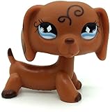 Brown Dachshund Dog Puppy Diamond Eyes Mini Pet Shop - Little Pet Shop Dog Action Figure Rare Old LPS Toys Cute Short Hair Dog Toys for Kids Animal Toy for Girls & Boys