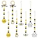 WATINC 8pcs Bee Wooden Bead Garland Ornament with Honeybee Pendant, Hanging Wood Ring Beads Tassels Rustic Farmhouse Tiered Tray Decor for Lemon Yellow Spring Summer Holiday Birthday Party Photo Props