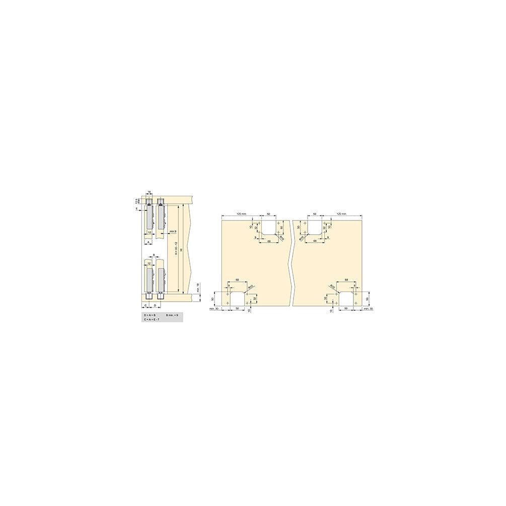 Emuca - Système pour 2 portes coulissantes soutenues en bois, fermeture amortie, panneaux non incluses, Acier et aluminium, anodisé