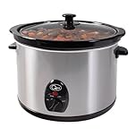 Quest 35280 Slow Cooker / 5 Litres/Compact Stainless Steel / 320W / 3 Temperature Settings/Transparent Toughened Glass Lid/Dishwasher Safe