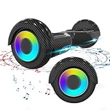 ELEKGO Hoverboard 6.5 Inch with Bluetooth Speaker Self-balancing Scooter, Colorful Light Motor, LED Lights for Kids (Carbon-Black) - Image 1