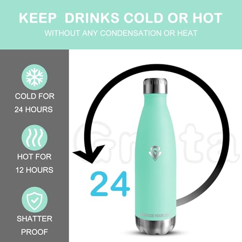 Grsta Trinkflasche Edelstahl - 500ml - Trinkflasche Sport Doppelwandige Vakuumisolierte, Thermosflasche Auslaufsicher… – Ansicht 2
