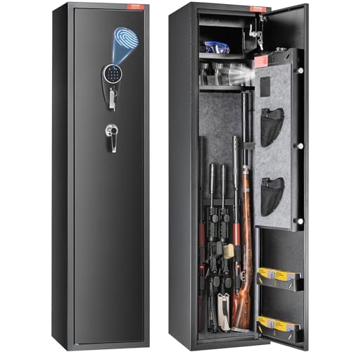 VEVOR 6 Cassaforte per Pistole, Cassaforte per Pistole Blocco Impronta Digitale e Tastiera Digitale, Armadietto per Fucili, Ripiano Rimovibile per Armi Lunghe e Pistole Domestiche VEVOR 6 Cassaforte per Pistole, Cassaforte per Pistole Blocco Impronta Digitale e Tastiera Digitale, Armadietto per Fucili, Ripiano Rimovibile per Armi Lunghe e Pistole Domestiche
