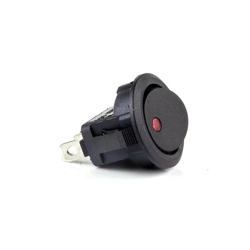 Interruptor redondo de encendido con LED rojo de 12V y 3 pines para control de alimentación 2