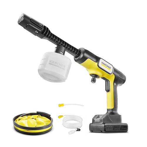 【Amazon.co.jp限定】ケルヒャー(Karcher) コードレス高圧洗浄機 OC 5 Handy Plus CB USB-C充電式(10W以上推奨) 水道接続不要 専用折畳みバケツ付き/丈夫なホース 高性能5in1ノズル 安全ロック機能搭載 薄型バッテリー ペットボトル使用可能 簡単セットアップ/ハンディ モバイル コンパクト 軽量/洗車 ベランダ