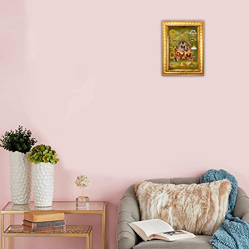 Image of Hawai Lord Shiva Parivar 12 Jyotirlinga Home Decor Worship Use Wall Hanging Wooden Photo Frame, 8.5x7 inch, SFDI303 GLD FRM GRP