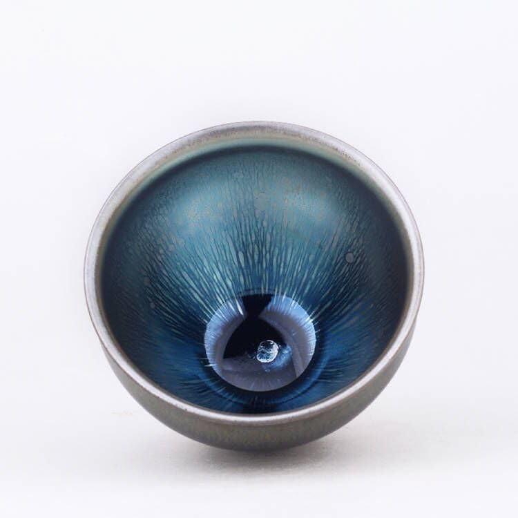 Apingjenz Tenmokus Tea Coffee Cup Bowl, Starry Pattern Jian Zhan Teacup, 110ml 3.72oz Porcelain Tea Vessel Chinese Traditional Kiln Fired Craftmenship