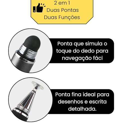 Caneta Touch Screen 2 Pontas Escreve Desenha Alta Precisão Tablet Celular Universal