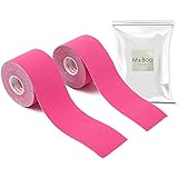 テーピングテープ キネシオテープ キネシオロジーテープ 2巻入 筋肉関節サポート 通気性伸縮性汗に強い 5cm x 5m (M&Boo) (ピンク)