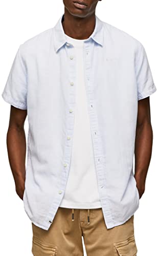 Pepe Jeans Herren Parker Short Shirt, Blue (Bleach Blue), XXL