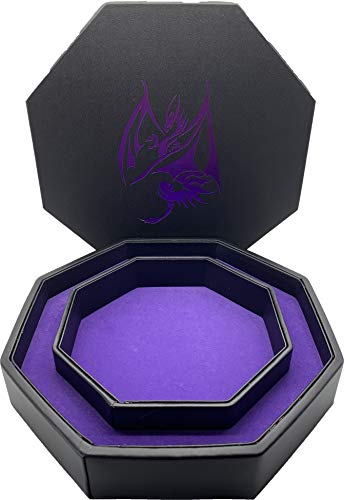 Purple Dragon - D&D Dice Tray of Holding by Norse Foundry, 8 Octagon Shape Dice Rolling Tray for Dice Games Like RPG and DND, Dice Box Storage, Removable Top Lid Soft Padded Inner Lining