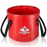 Outdoor Panda Faltsch&uuml;ssel 20L | Faltbare Sp&uuml;lsch&uuml;ssel Camping | Faltbarer Eimer aus Planen Gewebe | Waschsch&uuml;ssel Plastik | Sch&uuml;ssel Gro&szlig; | Rund | Rot