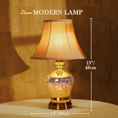Porseme 3D Effect Glass Table Lamp, Handmade Glass Base, Energy Saving LED Bulb Included, Stylish and Durable, Perfect for Bedroom, Living Room, Office - image 2