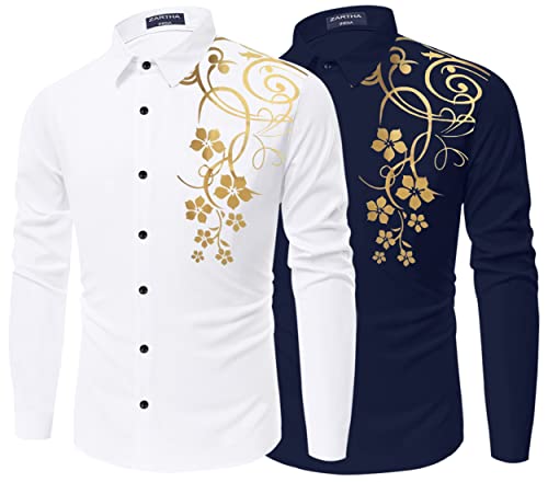 Image of Combo of Men Cotton Polyester Blend Regular Fit Striped Full Sleeve Casual Shirt Pack of 2