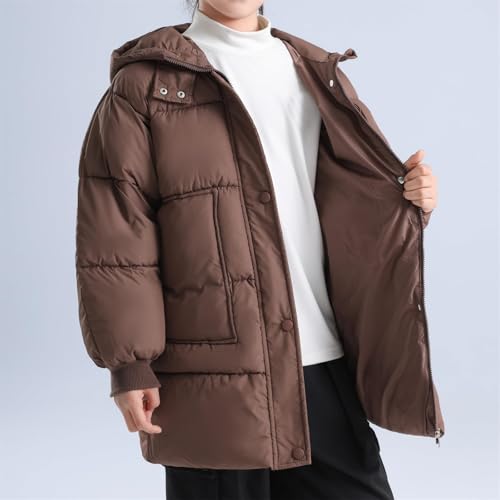 Kids Winter Coat Fleece Thermal Zip Up Hooded Heavyweight Girls Puffer Jacket Boys Fall Cuffed Sleeve Down Long Coats3