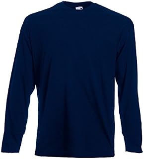 Fruit of the Loom Men's Valueweight Long Sleeve T Shirt, Deep Navy, XXL UK