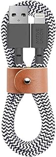 Native Union Belt Cable - 1.2m (4ft) Ultra-Strong Reinforced [MFi Certified] Durable Lightning to USB Charging Cable with Leather Strap compatible with iPhone/iPad (Zebra)