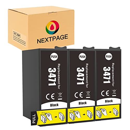 NEXTPAGE 34XL Tintenpatronen Ersatz für Epson 34XL Schwarz Patronen Kompatibel für Workforce Pro WF-3720DWF WF-3725DWF WF-3720 WF-3725 WF3720 WF3725 Patronen Drucker (3X 34XL Schwarz) Cover