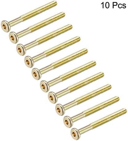 sourcing map M6x65mm Furniture Screw Hex Socket Machine Screws Zinc Plated Fasteners Bolts Half Thread Carbon Steel 10Pcs