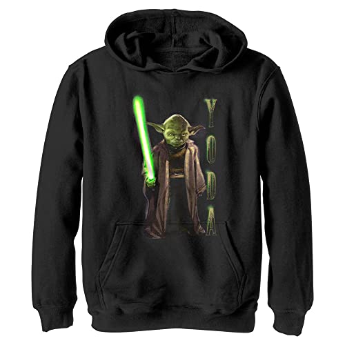 Sweat à capuche Yoda noir garçon col montant coton coupe droite
