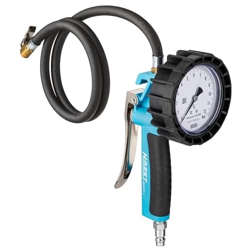 Hazet Reifenfüll-Messgerät 9041G-1 I Geeicht, ablesbar, Manometer-Messbereich: 0-10 bar, Schlauchlänge: 1000 mm, Manometer-Durchmesser: 80 mm I Reifendruck-Prüfer für Auto, Motorrad, LKW