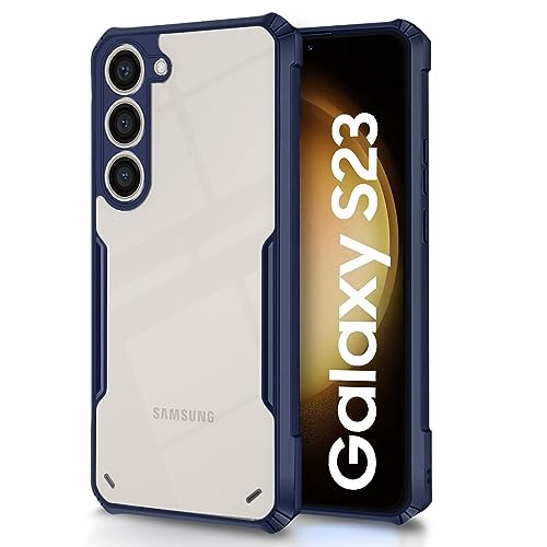 Image of Pikkme Samsung Galaxy S23 5G Back Cover | Crystal Clear Transparent Back | Ultra Hybrid | Full Camera Protection | Raised Edge | Bumper Back Case (Blue)