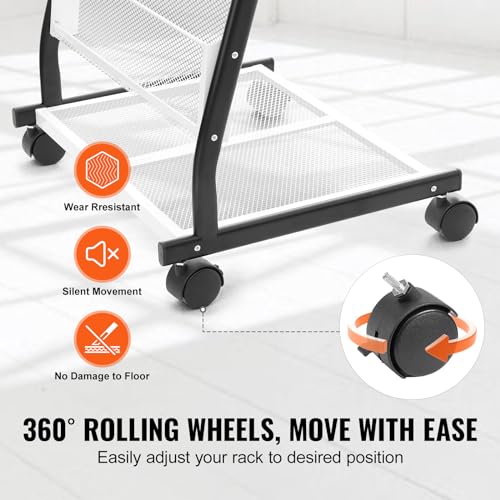 VEVOR Prospektständer, 6-stufiger Zeitschriftenständer, Bodenstehender Zeitschriftenständer, Zeitungskataloghalter, Beweglich mit 4 Rädern (2 feststellbar) für Ladenausstellungen, Büros, 6 Taschen