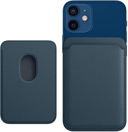 Magnetic Leather Wallet Pouch Card ID Holder Compatible for iPhone 12 Mini, iphone12 Pro, iPhone 12 Pro Max (Blue)