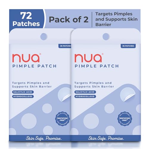 Image of Nua Pimple Patch | 72 Hydrocolloid and Salicylic Acid Patches | Absorbs Oil, Prevents Scarring | Overnight Treatment | For All Skin Types | Acne Patches for Face