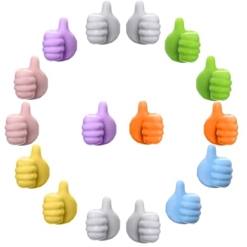 Image of RELAYWARE'S Creative Silicone Thumb Wall Hook, Multifunction Self Adhesive Cable Clip, Cable Organizer Clips Key Hanger, No Punching Nails-Free Utility Hooks Desk Wire Management, Multicolor (5)