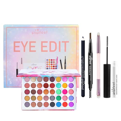 Kit de Maquillaje Todo en Uno para Ojos - 40 Colores Paleta de Sombras con Lápiz Delineador, Cejas, Rímel, Cepillo - Set de Regalo para Mujeres y Niñas