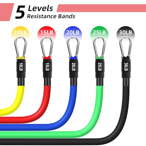 Resistance Bands Set 5pcs with Handle Strength Exercise Resistance Band Training Fitness Tubes Tension Bands Workout Gym Equipment Men and Women - Image 3